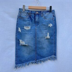 Seductions Sirens Distressed Jean Denim Skirt
